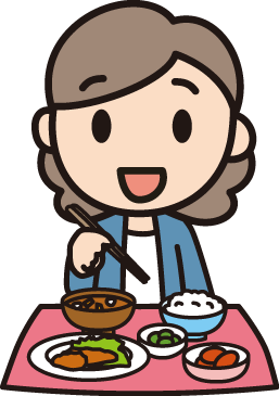 バランスのよい食事をする女性のイラスト