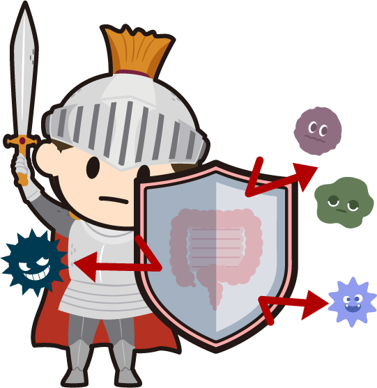 細菌やウイルスから身を守る騎士のイラスト
