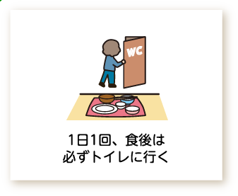 1日1回、食後は必ずトイレに行くのイラスト