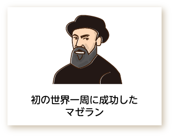 初の世界一周に成功したマゼランのイラスト