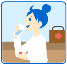 IBSの治療薬を飲む女性のイラスト