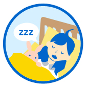 十分に睡眠をとる女性のイラスト